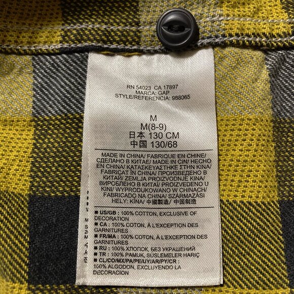 GAPKIDS Boy's grey yellow plaid flannel button-down shirt ~ Youth kids - Picture 10 of 11